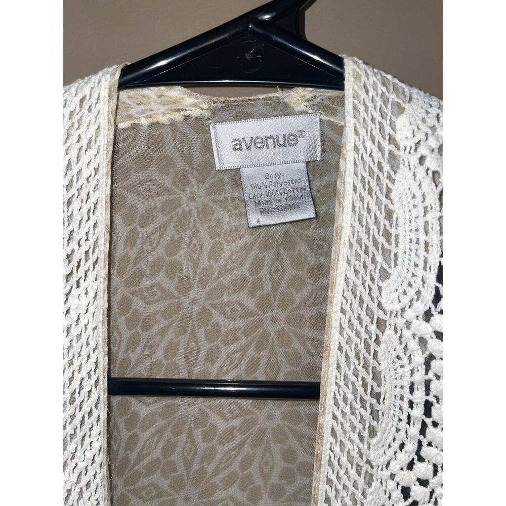 Women’s Avenue Sheer Kimono Cardigan With Soft Cotton Lace Trim Sz L - Picture 4 of 7